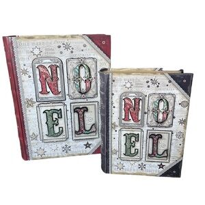 Festive Noel Holiday Decor Book Boxes